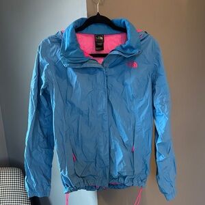 The North Face Sky Blue Jacket with Pink Highlights
